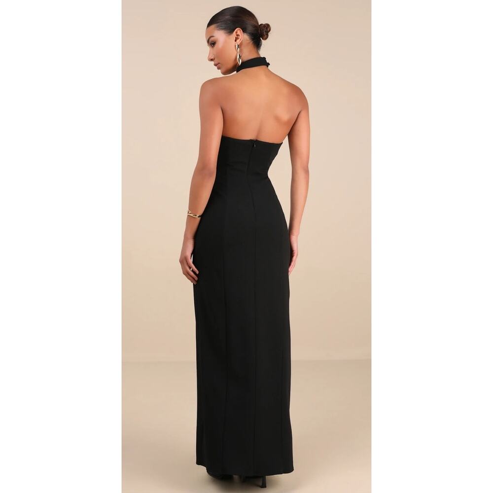 NWT Lulus Seraphina Black Asymmetrical Column Maxi Dress Formal Black Tie Medium - Picture 5 of 10